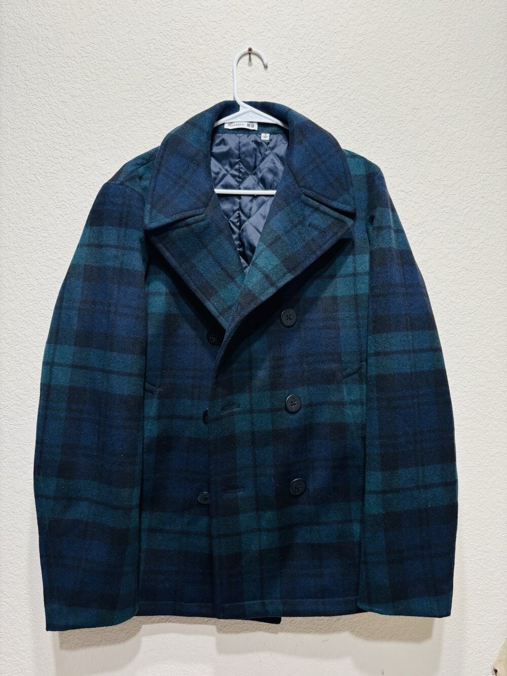 J.W. Anderson Wool Pea Coat Jacket Plaid Blackwatch Medium Uniqlo